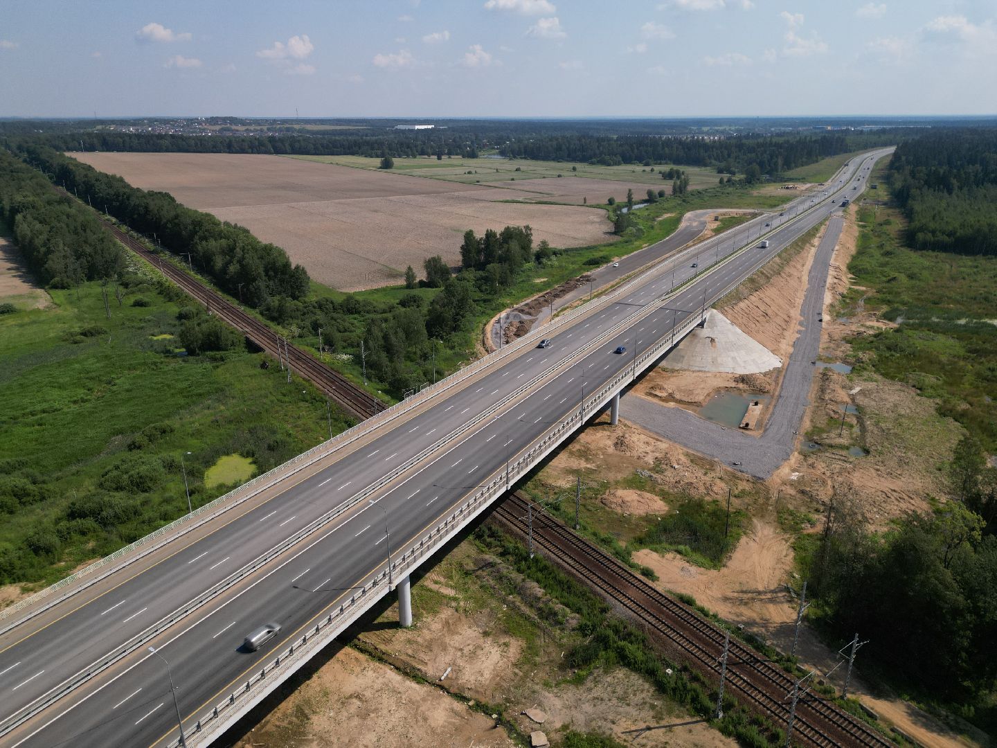 видео с коптера, лобня, строительство, дороги,