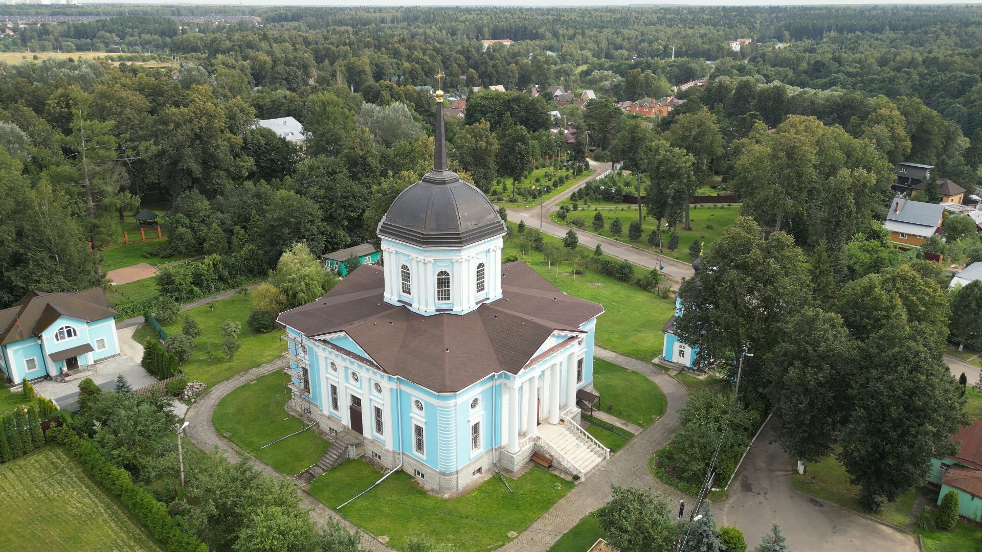 видео с коптера, подольск, церковь, культура,