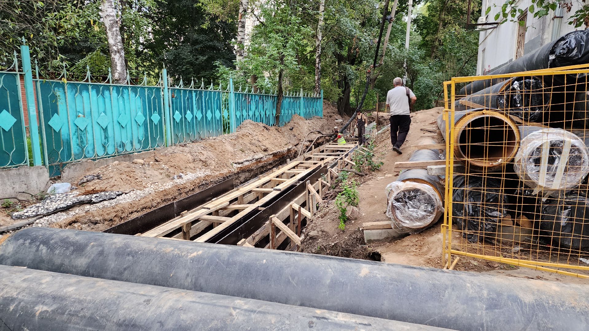 пушкино, ремонт тепловых сетей, центр города, трубы, трубопровод,