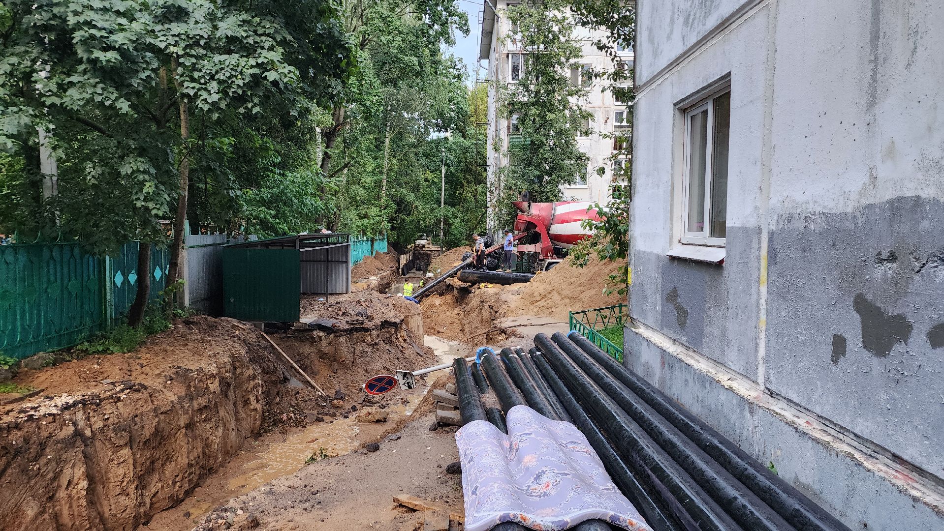 пушкино, ремонт тепловых сетей, центр города, трубы, трубопровод,