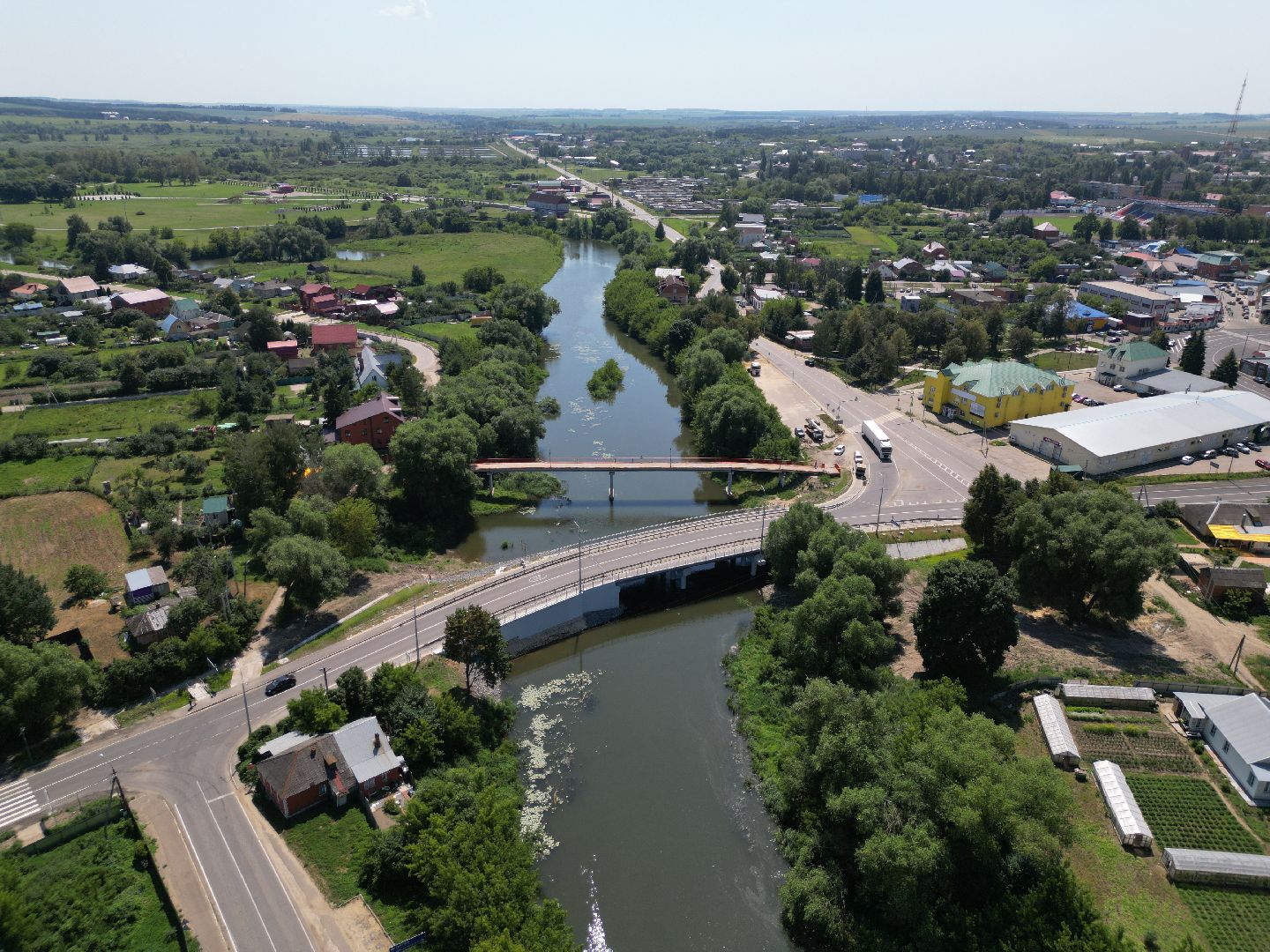 видео с коптера, мост, дороги,