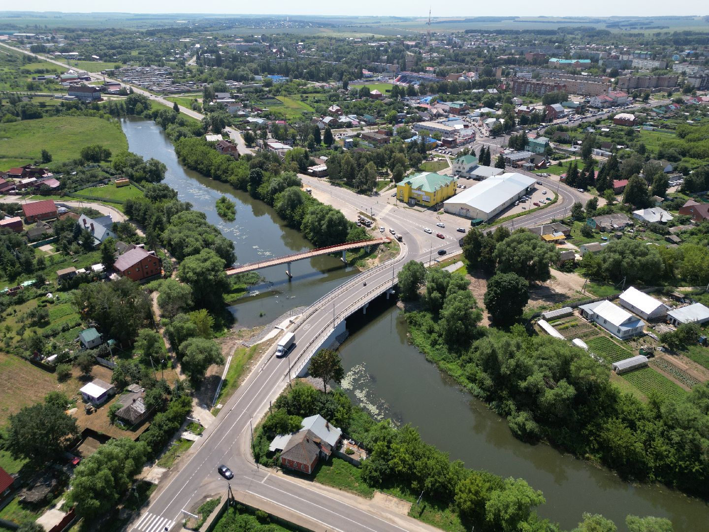 видео с коптера, мост, дороги,