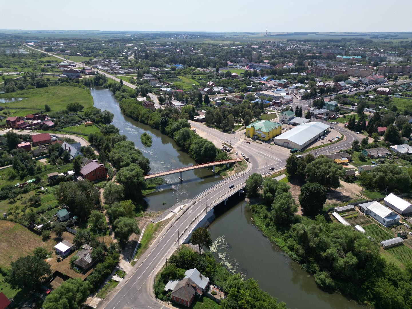видео с коптера, мост, дороги,