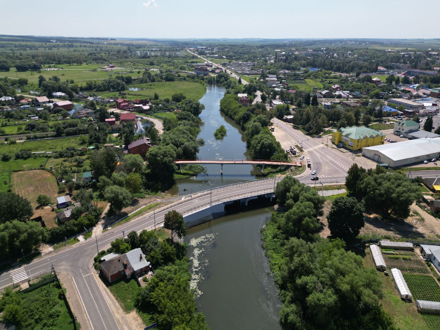 видео с коптера, мост, дороги,