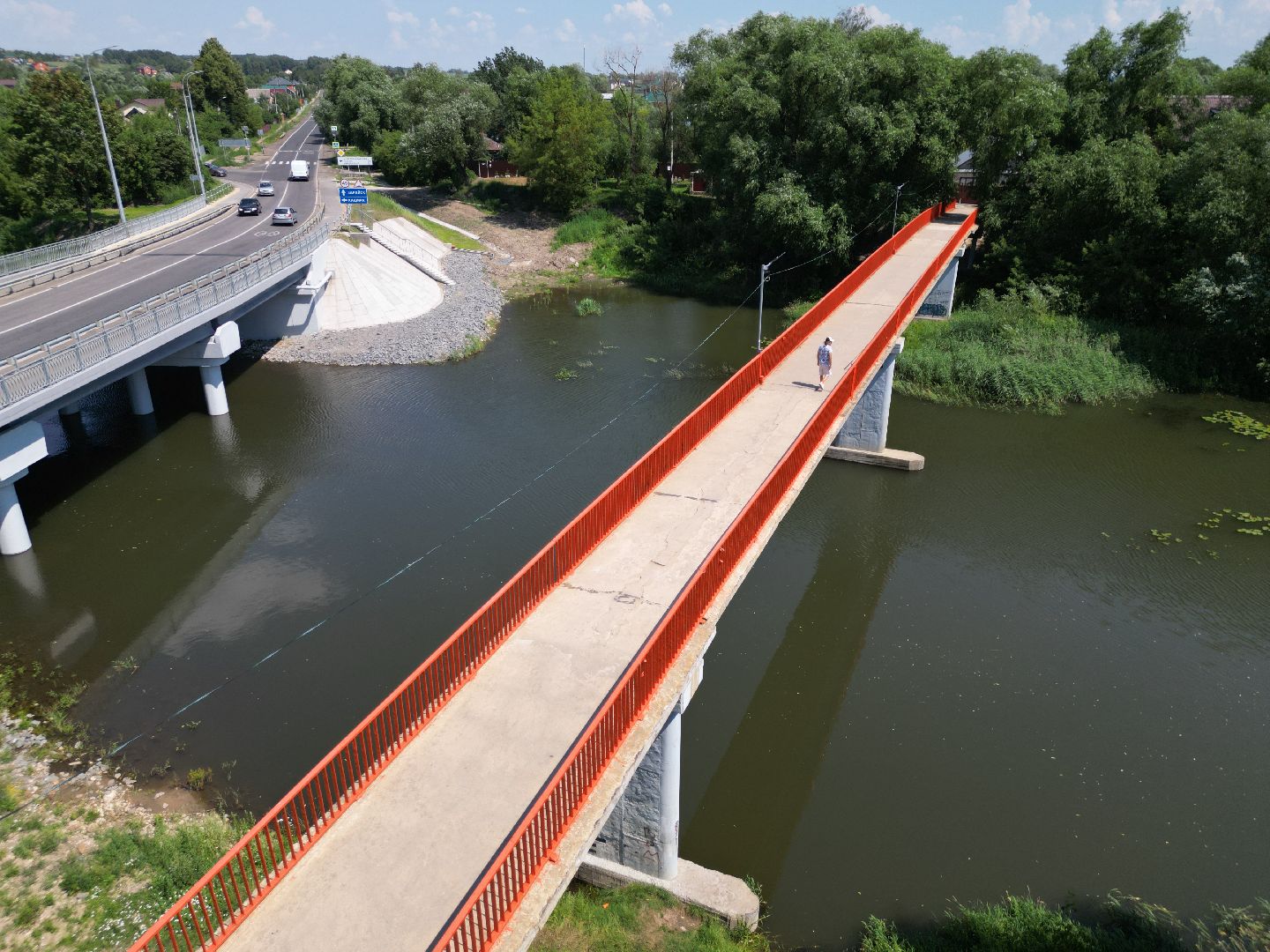 видео с коптера, мост, дороги,