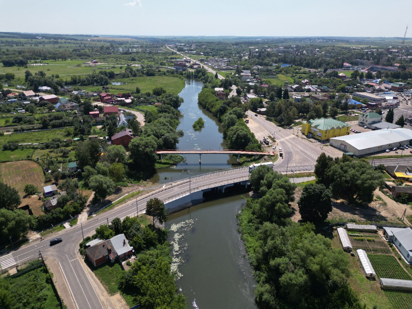 видео с коптера, мост, дороги,