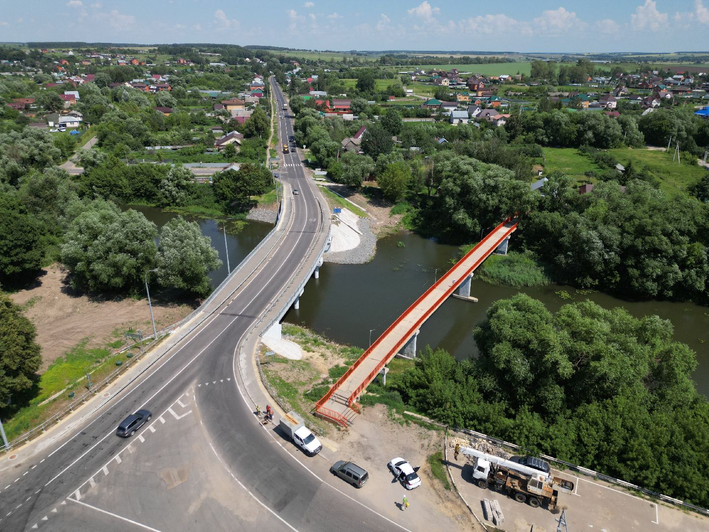 видео с коптера, мост, дороги,