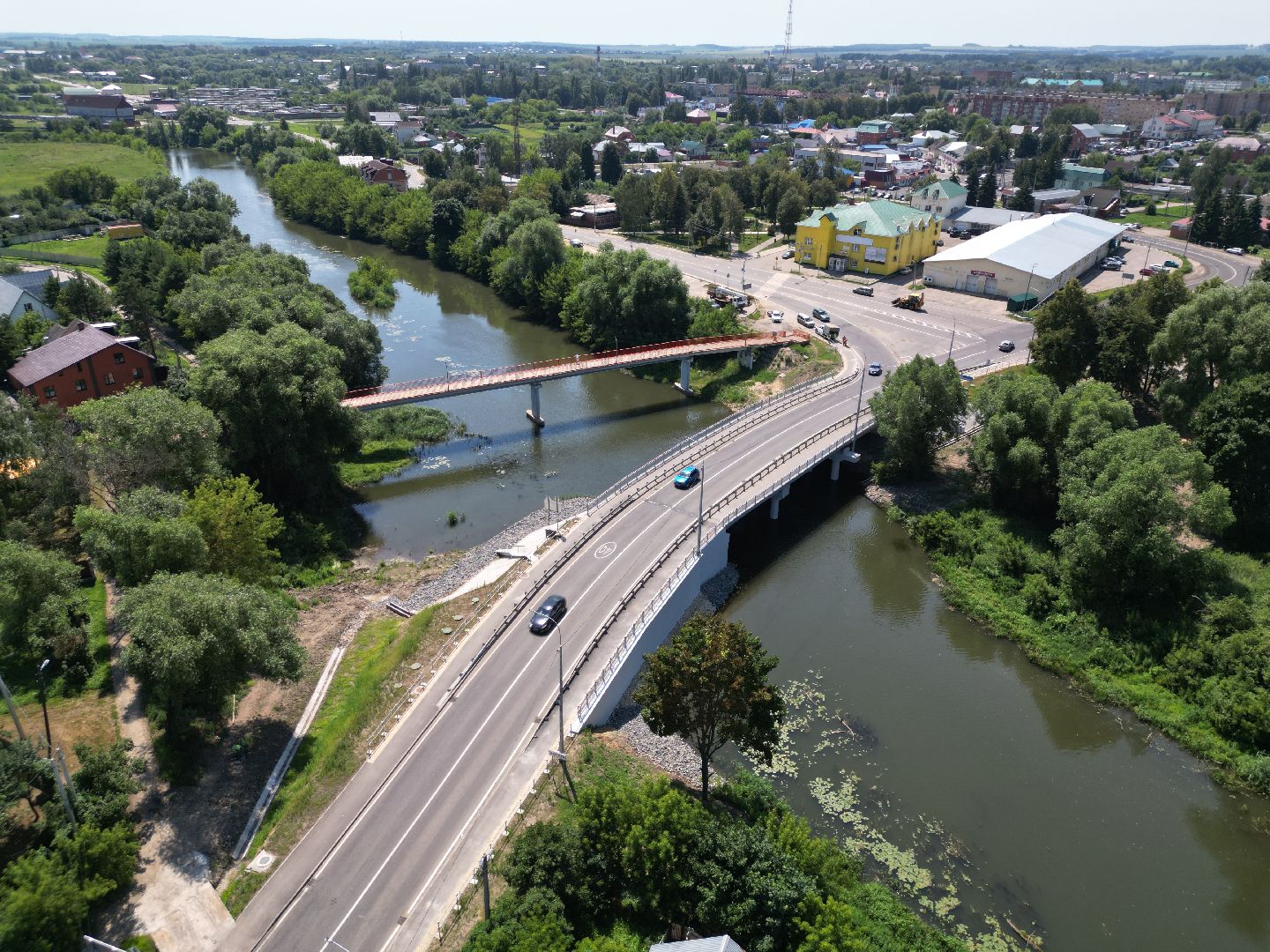 видео с коптера, мост, дороги,