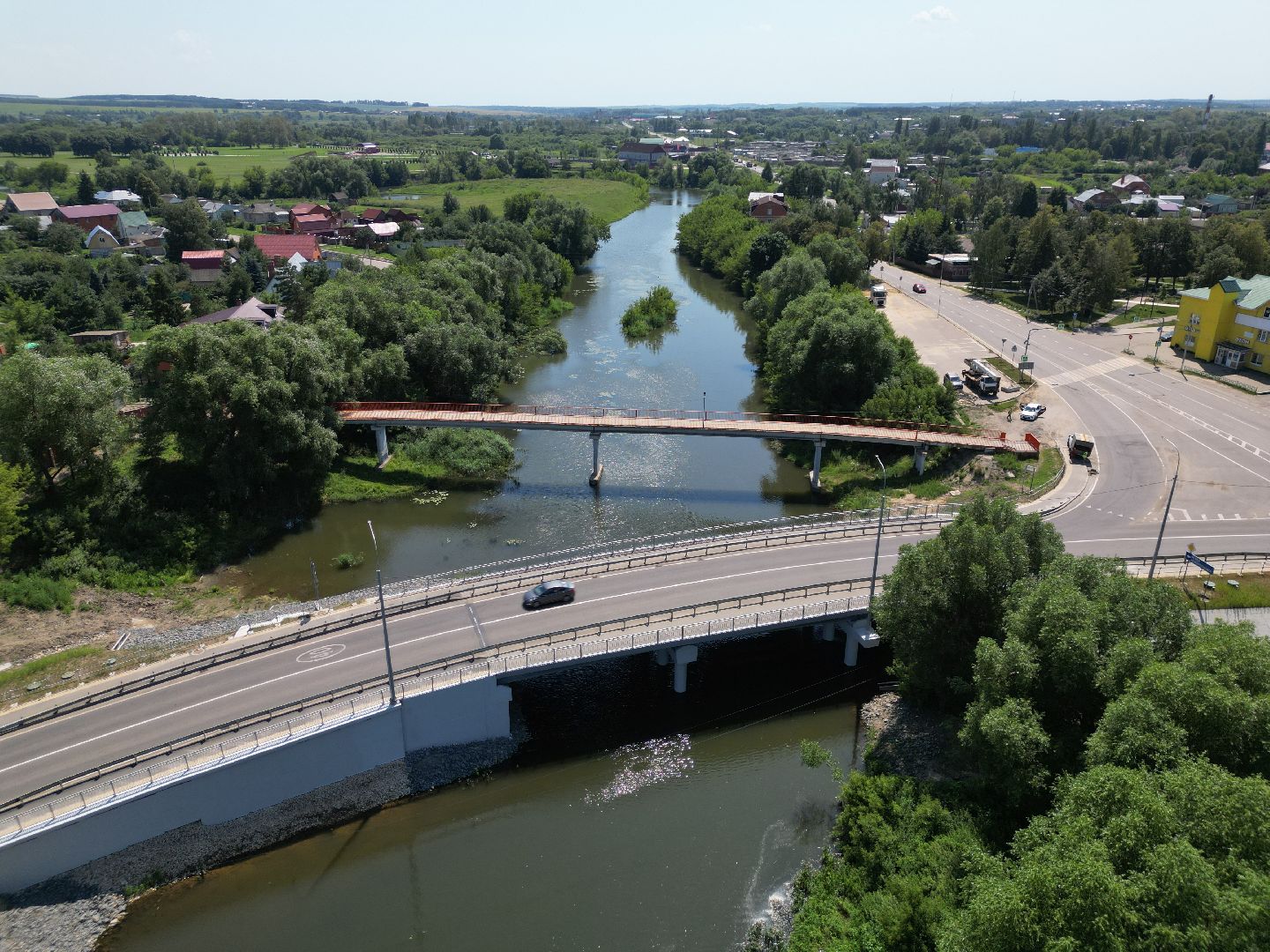 видео с коптера, мост, дороги,