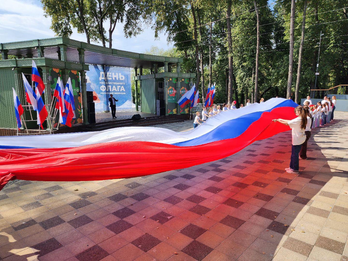 раменское, общество, день российского флага, флешмоб в парке,
