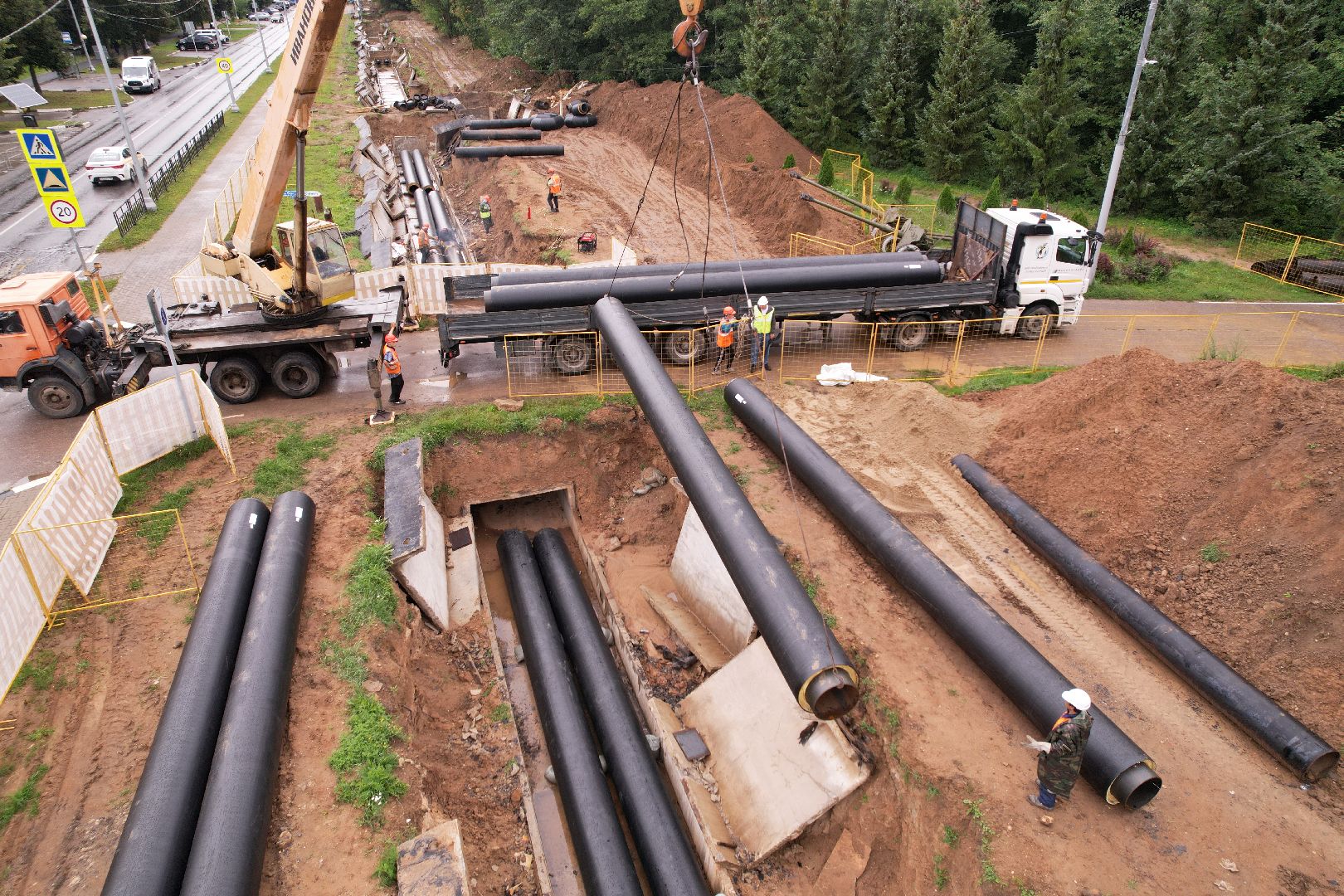 видео с коптера, дубна, жкх, телпосети, трубы,