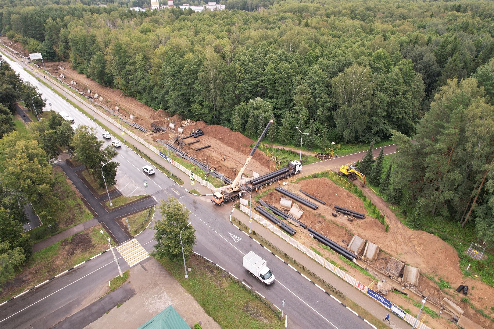 видео с коптера, дубна, жкх, телпосети, трубы,