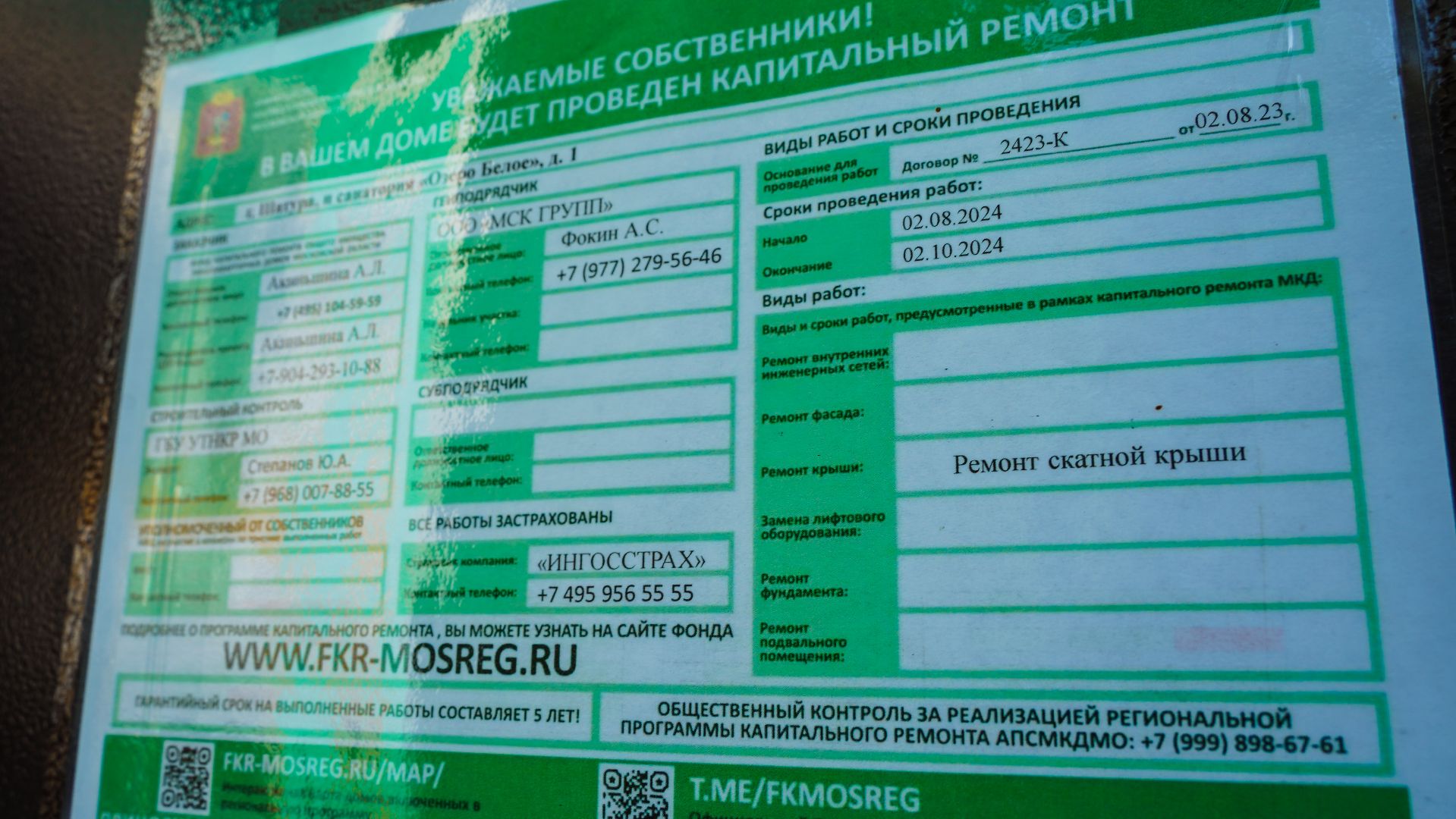 Шатура, городской округ Шатура, санаторий Озеро Белое, капремонт, капремонт кровли,