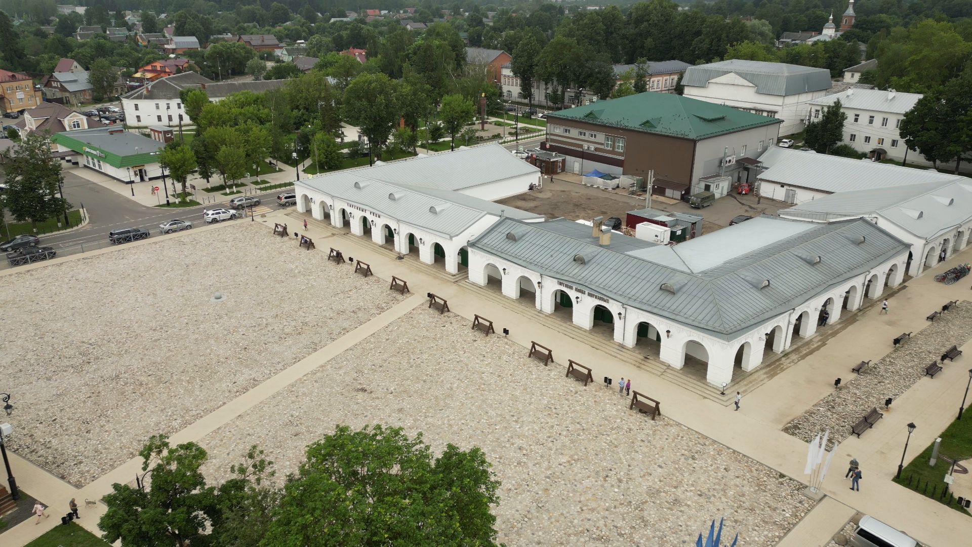 видео с коптера, торговые ряды, верея,