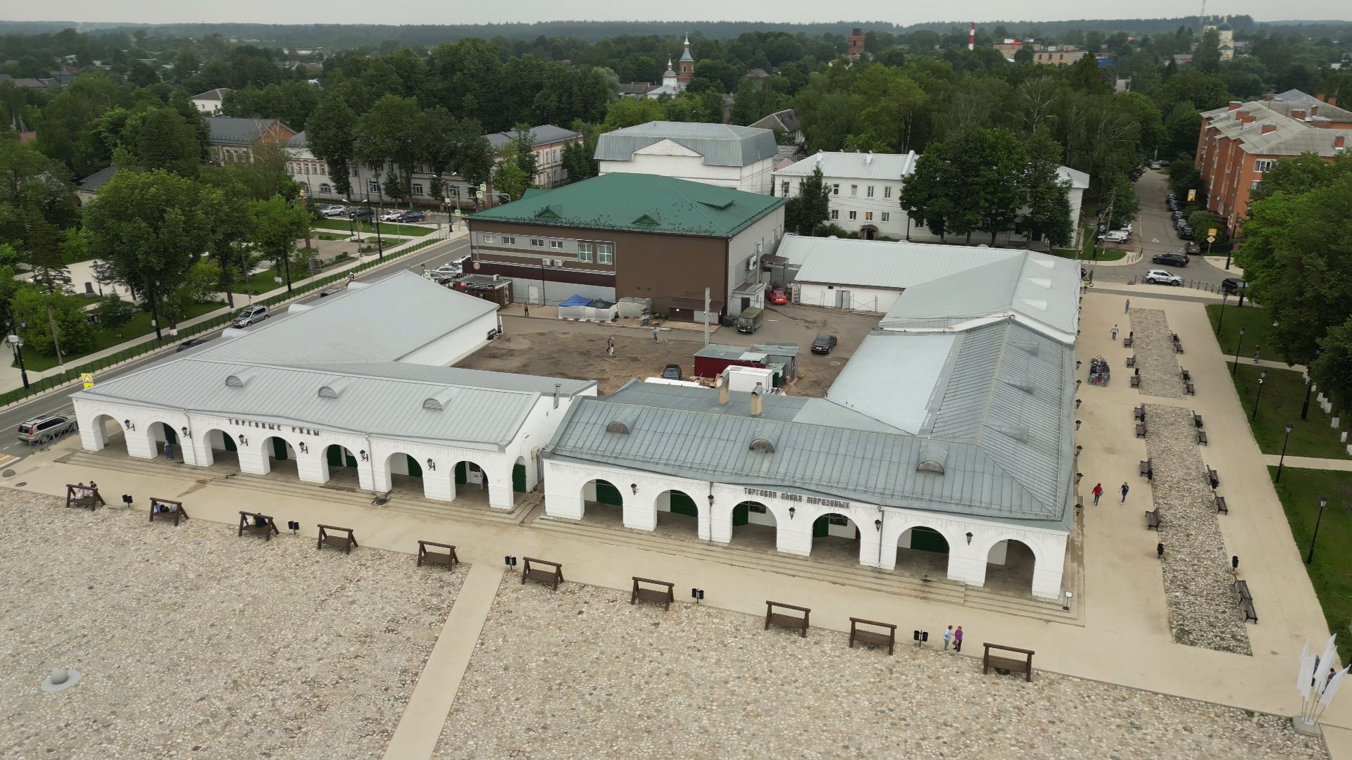 видео с коптера, торговые ряды, верея,