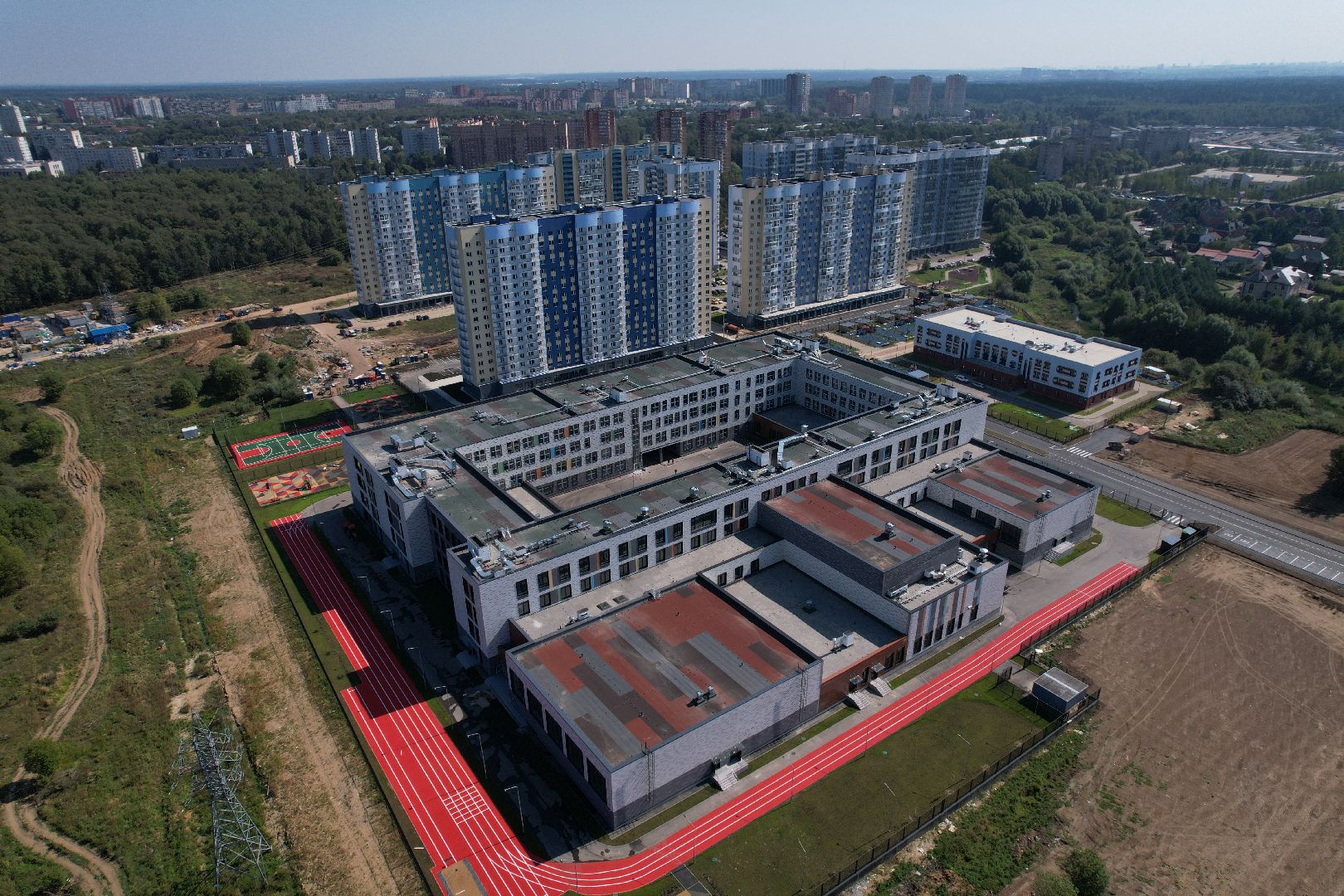 видео с коптера, лобня, лицей, строительство, школа, образование,