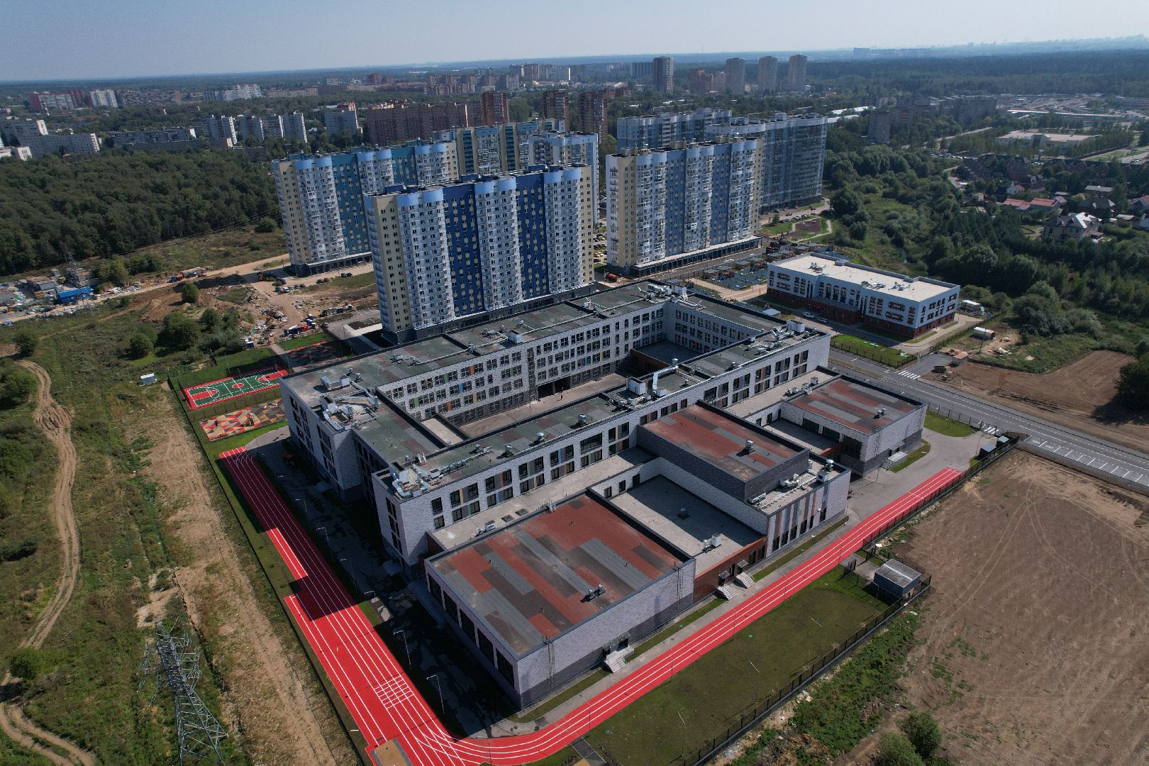 видео с коптера, лобня, лицей, строительство, школа, образование,