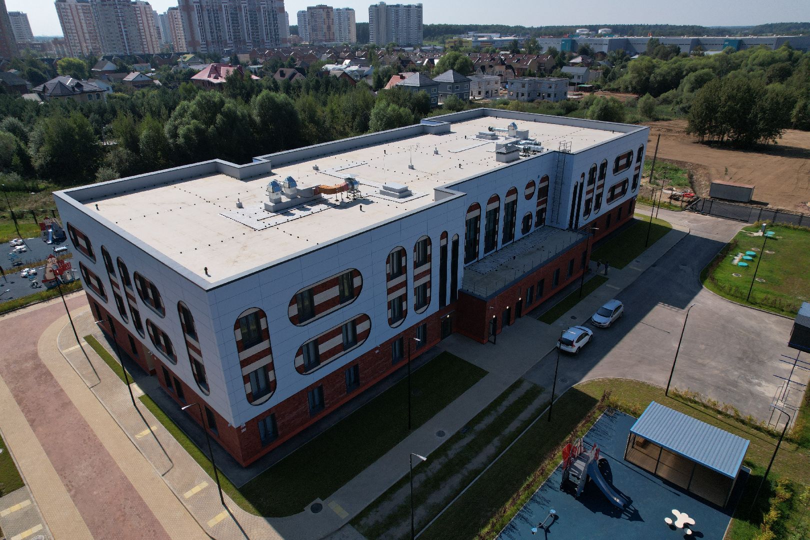 видео с коптера, лобня, лицей, строительство, школа, образование,