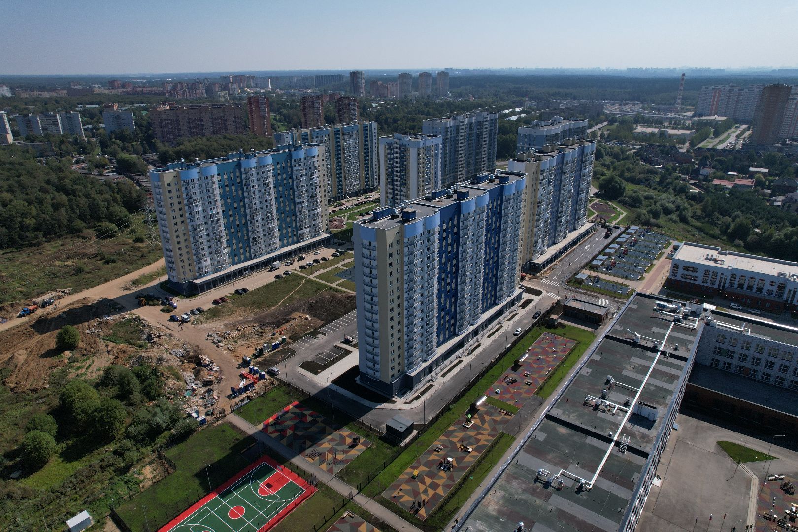 видео с коптера, лобня, лицей, строительство, школа, образование,