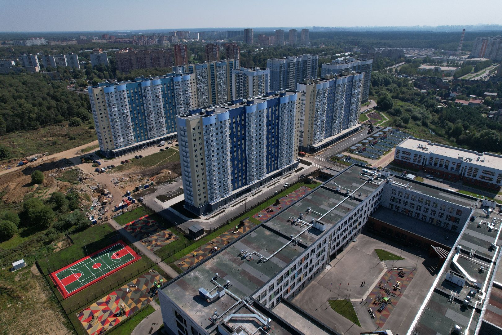 видео с коптера, лобня, лицей, строительство, школа, образование,