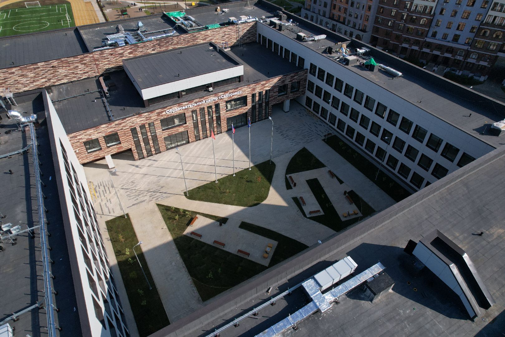 видео с коптера, школа,