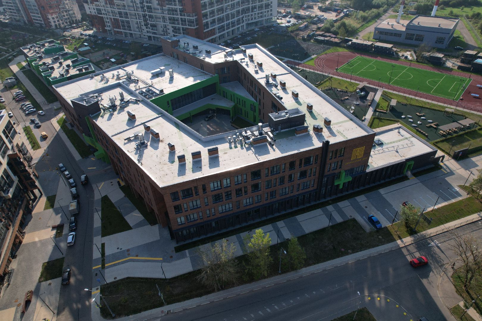 видео с коптера, отрада, школа,