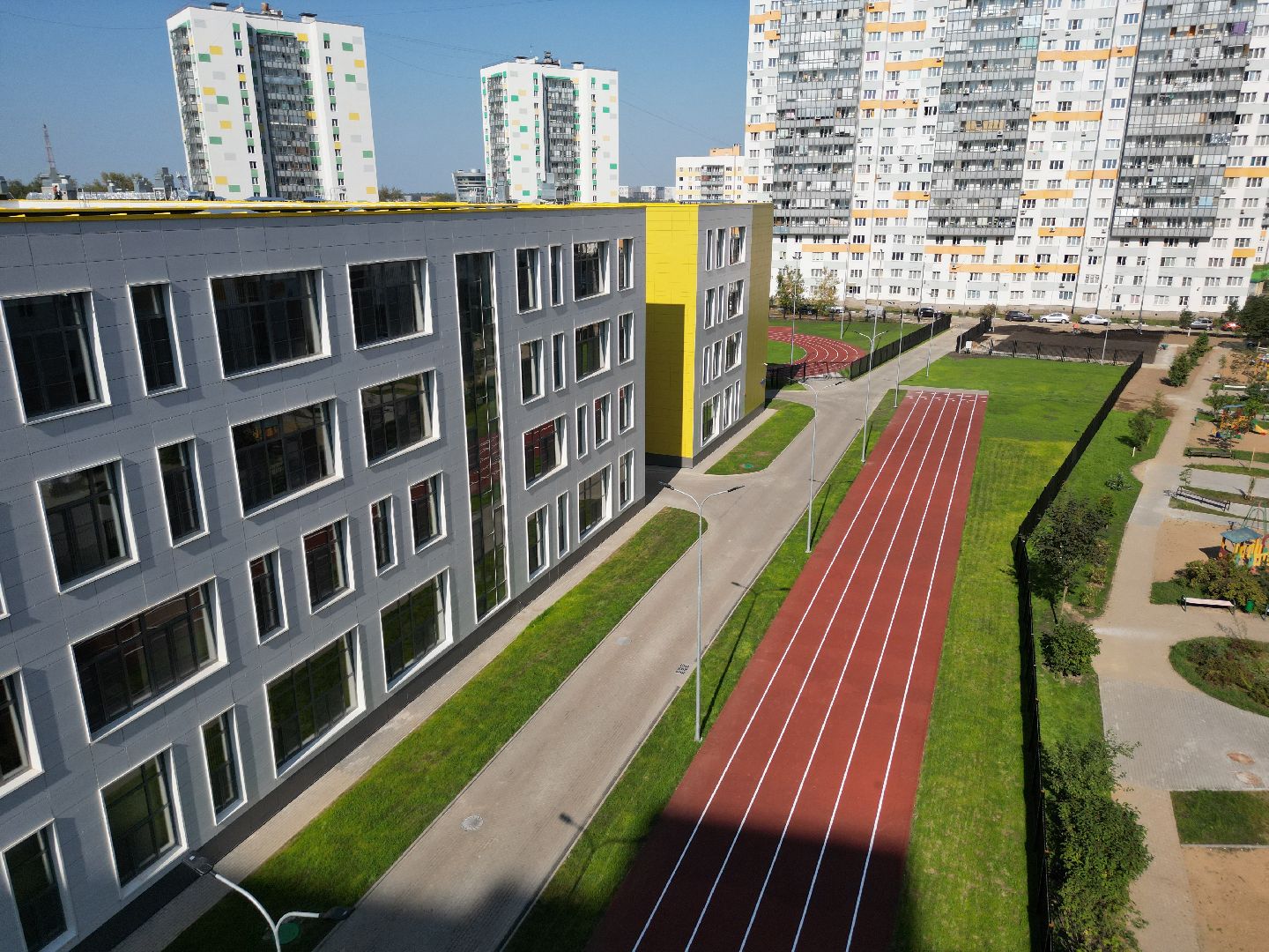 видео с коптера, мытищи, образование, строительство, школа,