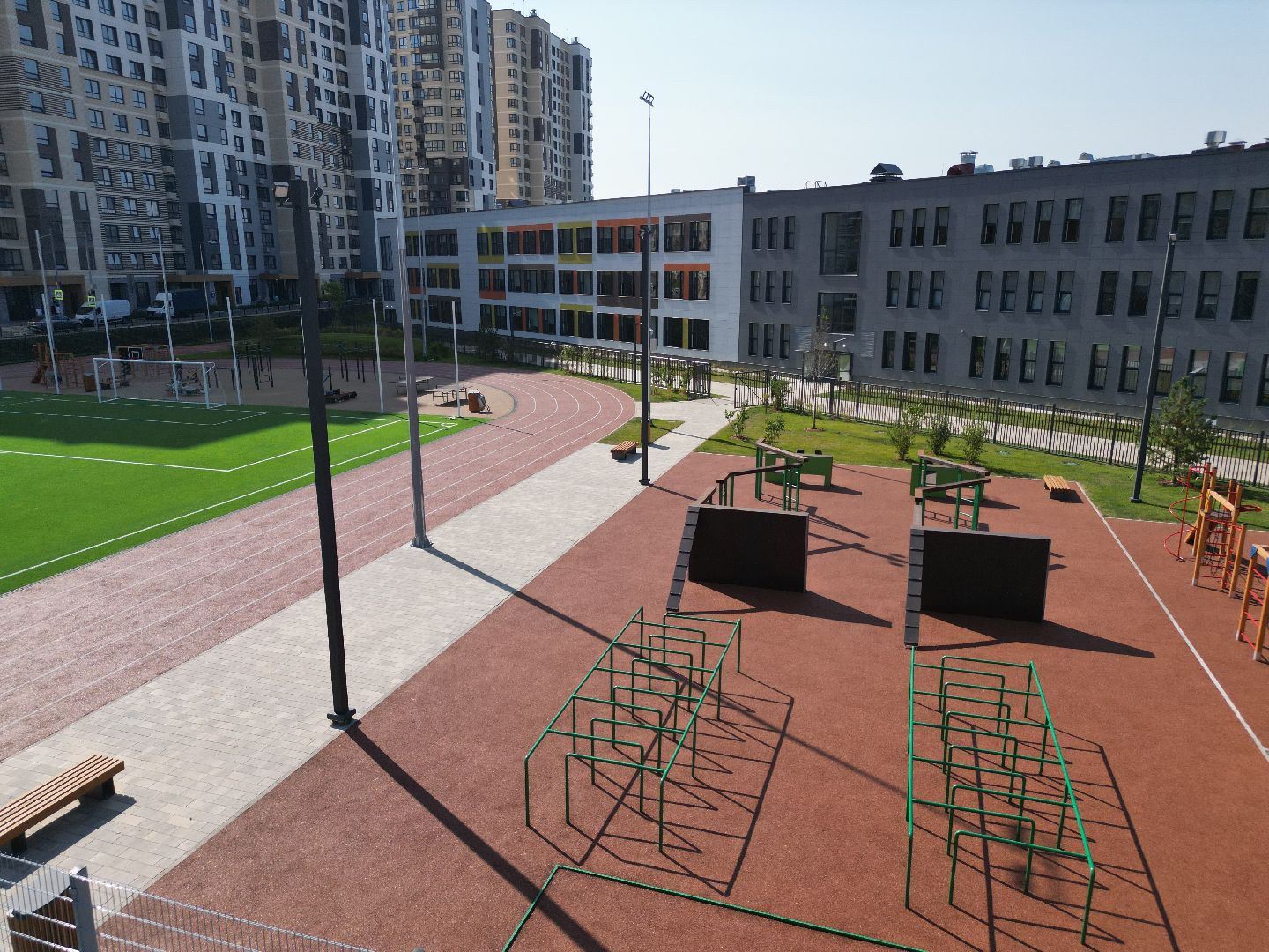 видео с коптера, мытищи, строительство, школа, образование,