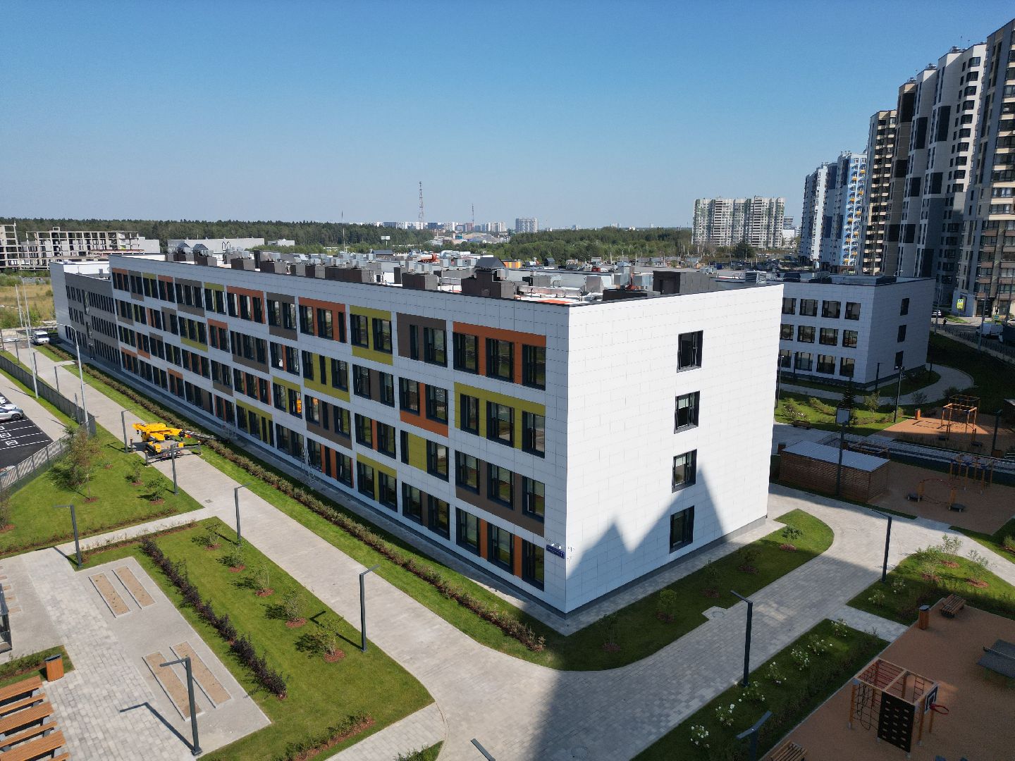 видео с коптера, мытищи, строительство, школа, образование,