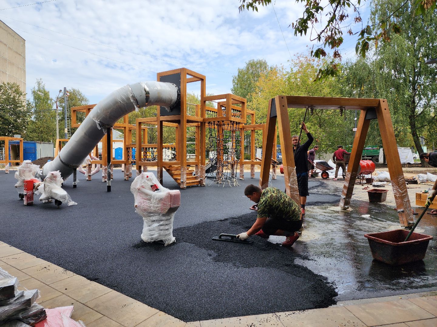 раменское, благоустройство, сквер на коммунистической 19,