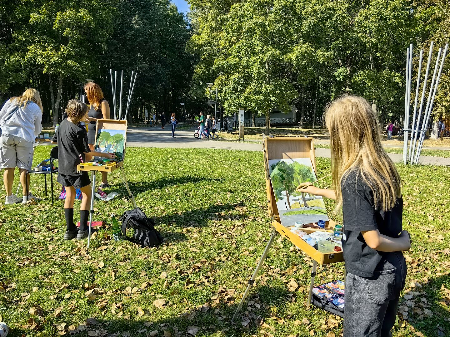 пленэр, парк, рисунок, художница, картина, мастер класс,