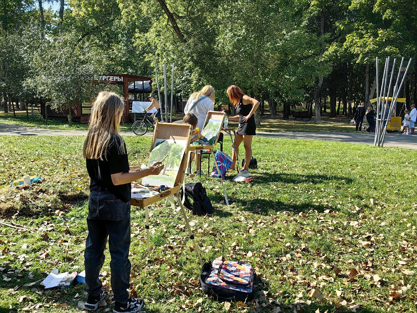 пленэр, парк, рисунок, художница, картина, мастер класс,
