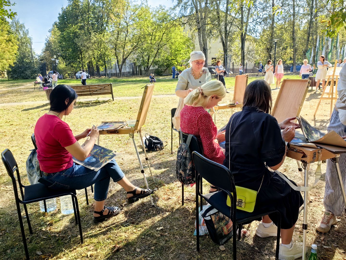 пленэр, парк, рисунок, художница, картина, мастер класс,
