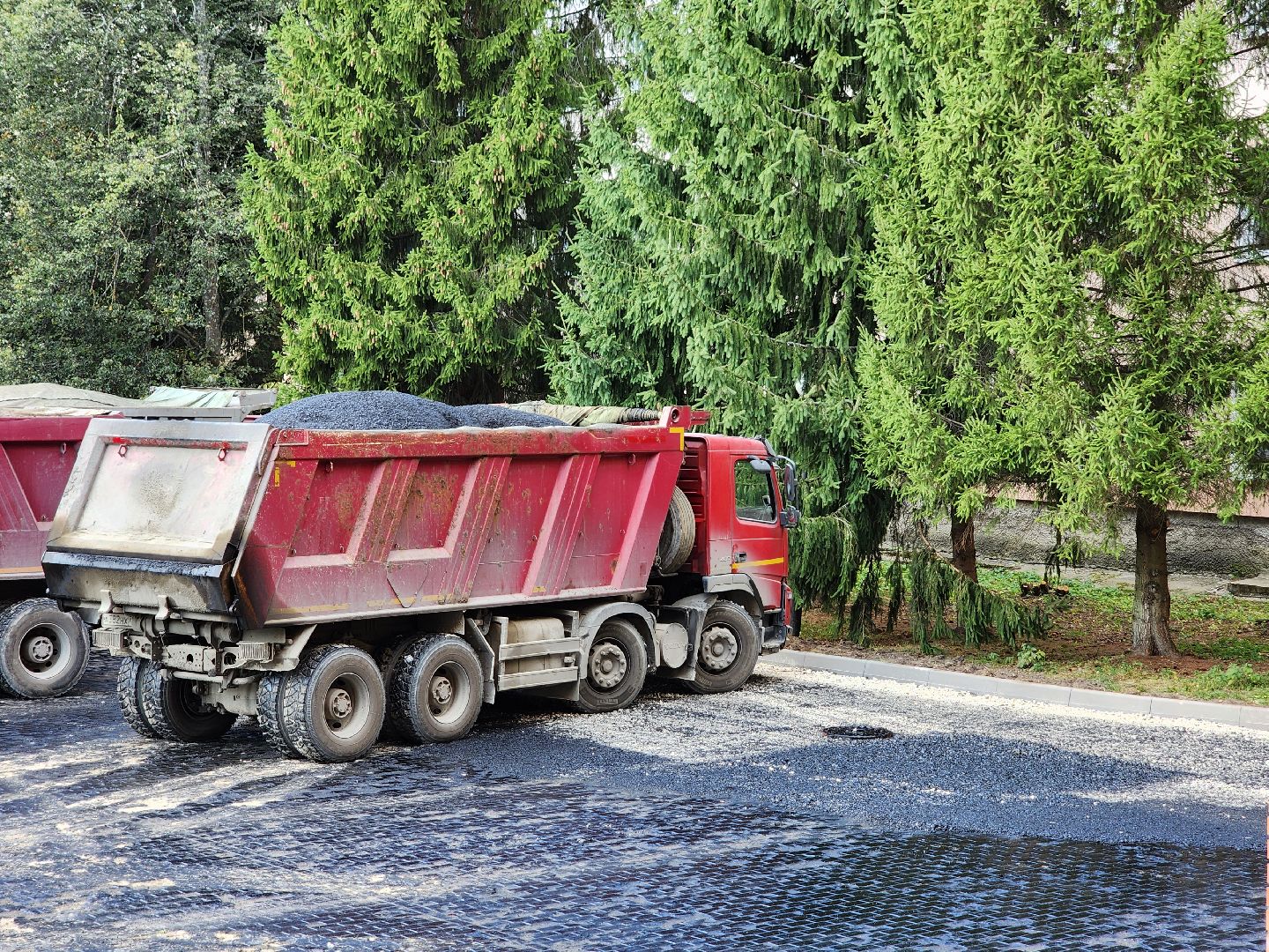 Дубна, Университет Дубна, Благоустройство, укладка асфальта,
