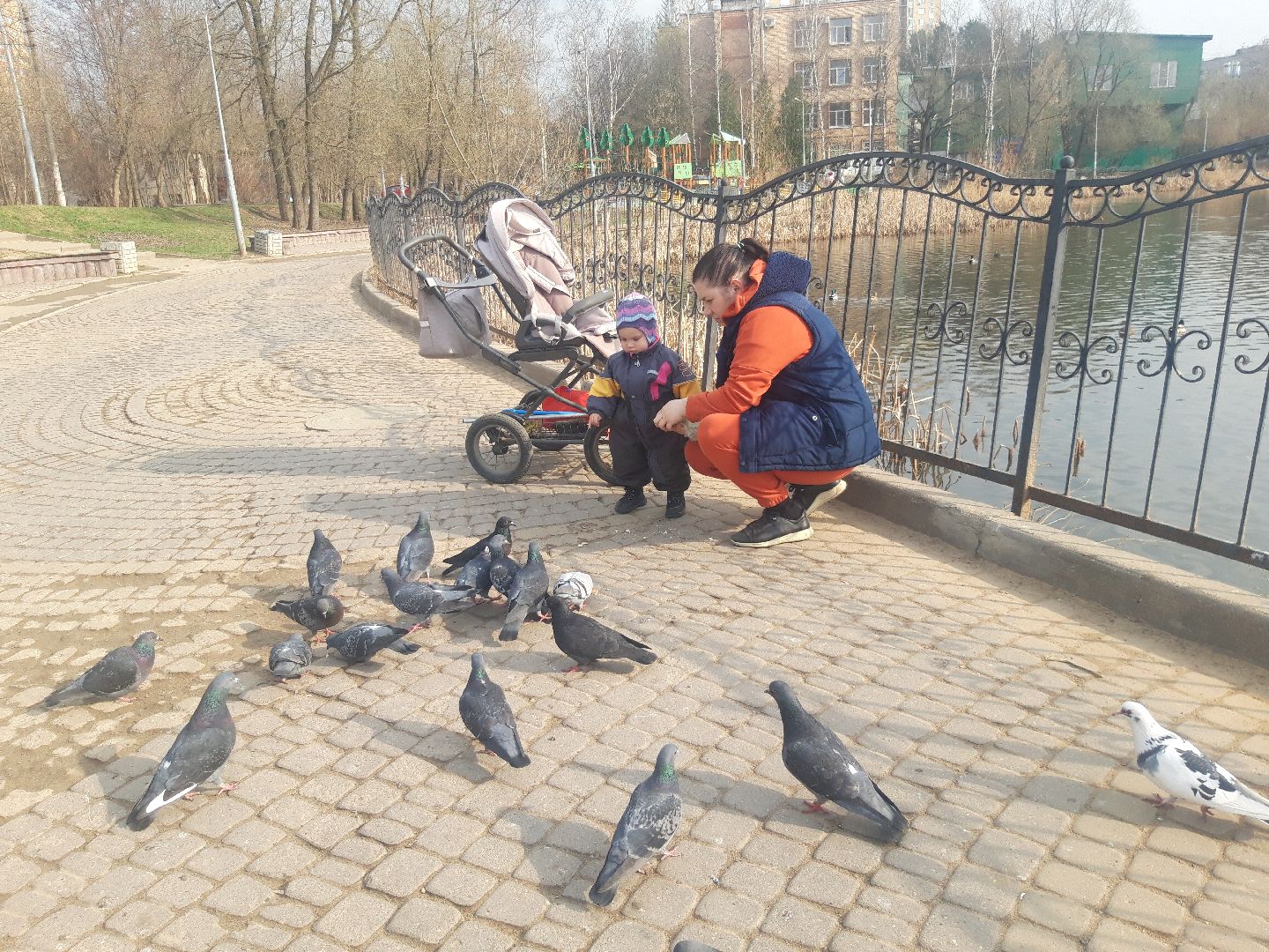 озеро, дети, пенсионеры,