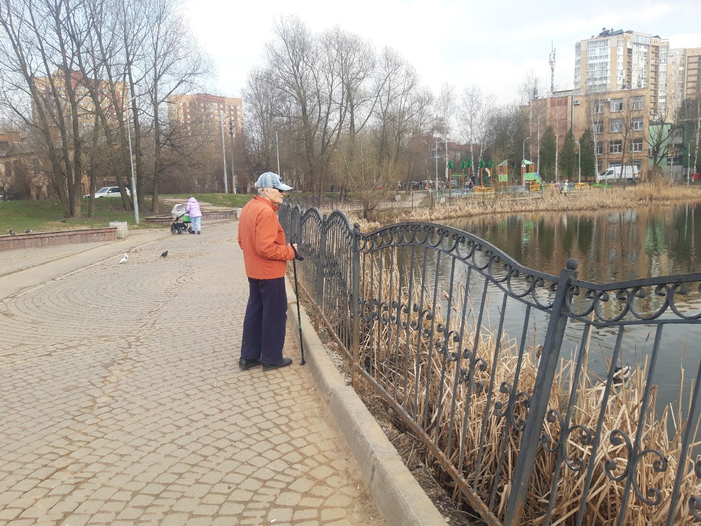 озеро, дети, пенсионеры,