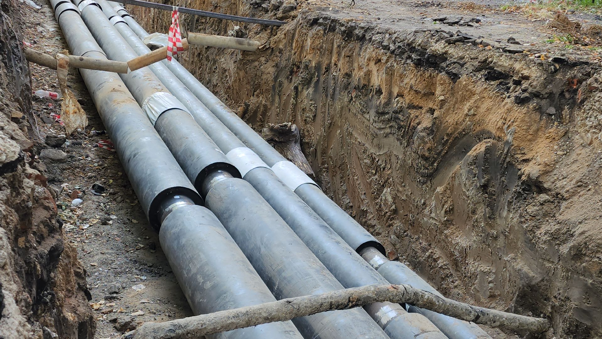 Теплосеть, Лобня, Прокладка труб,