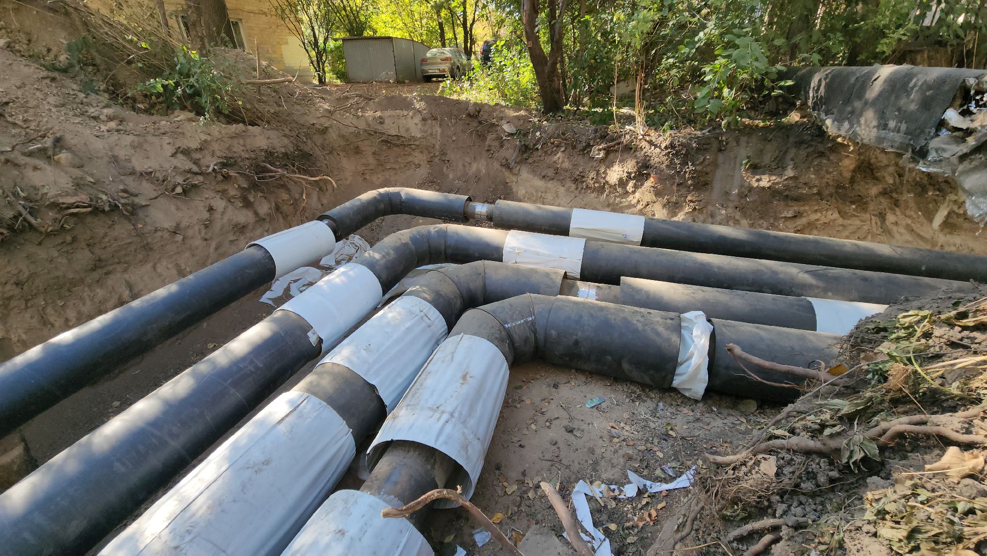 Теплосеть, Лобня, Прокладка труб,