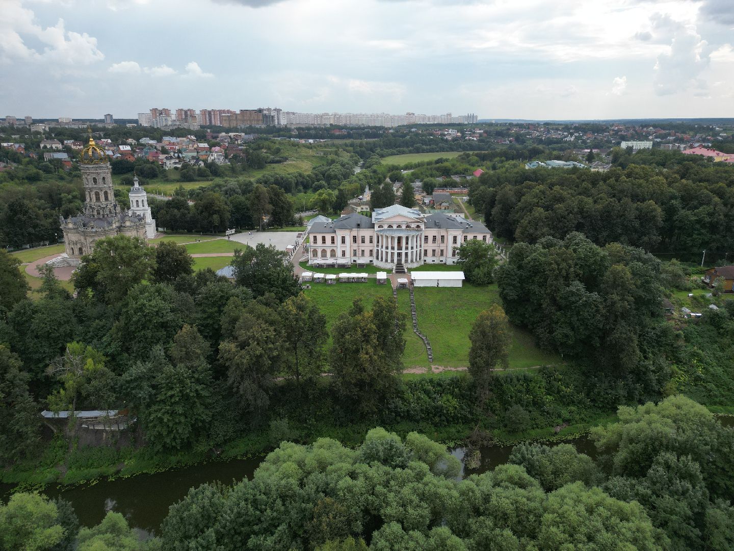 видео с коптера, дубровицы, усадьба,