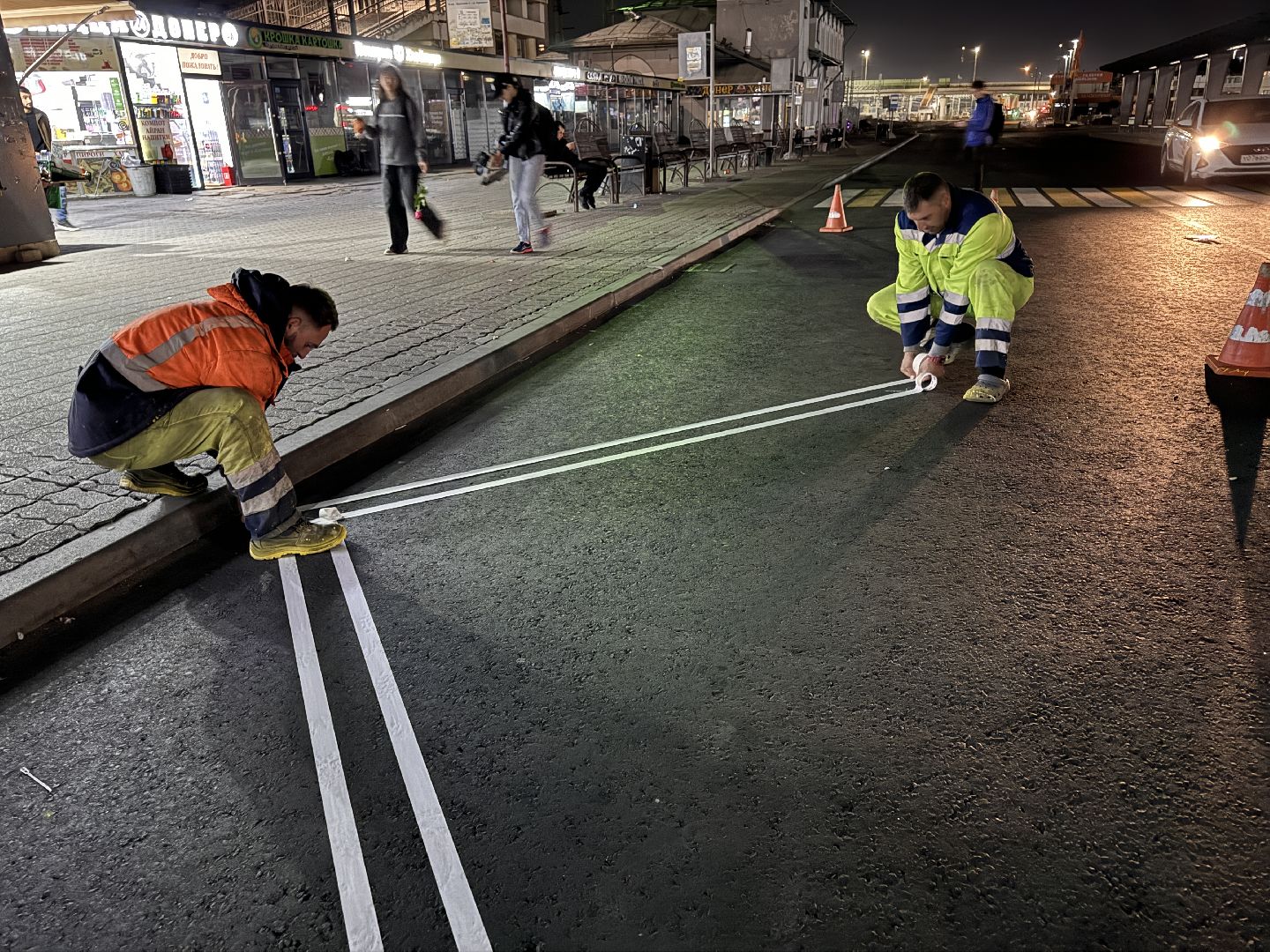 Дорожная разметка, Дороги подмосковья, Привокзальная площадь Одинцова,