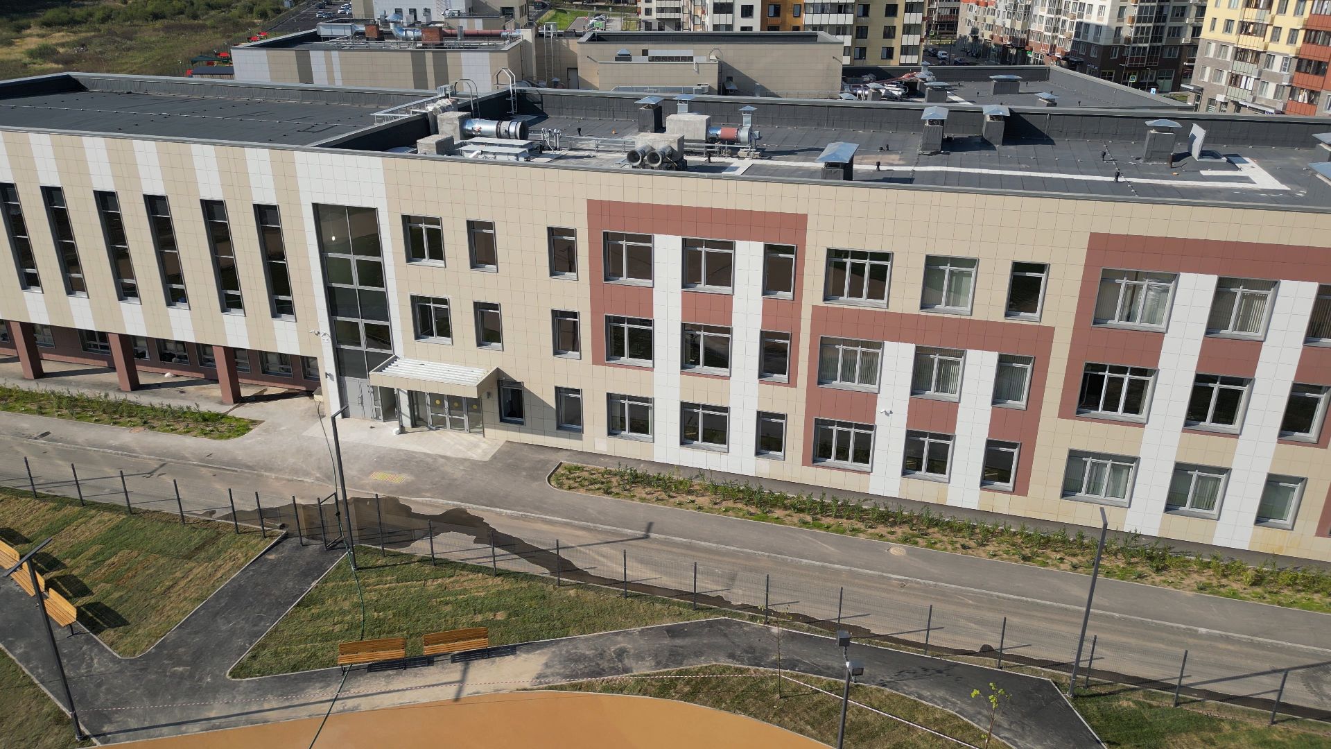 видео с коптера, мытищи, школа, образование, строительство,