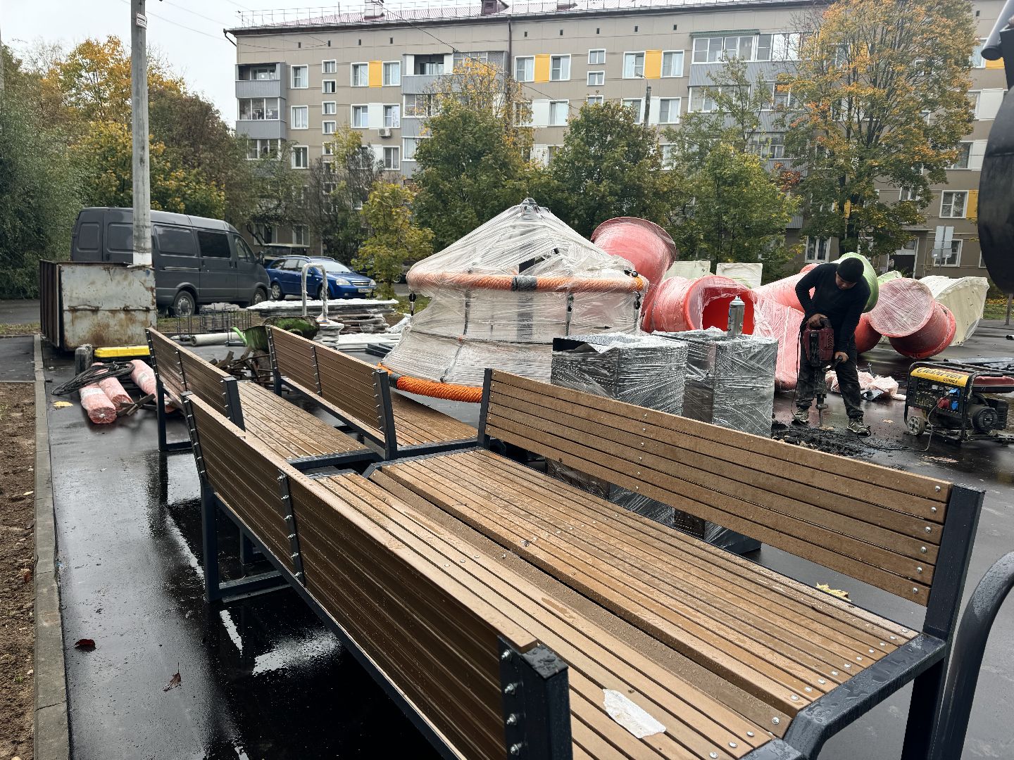 шаховская, детская игровая площадка губернатора, установка детской площадки,