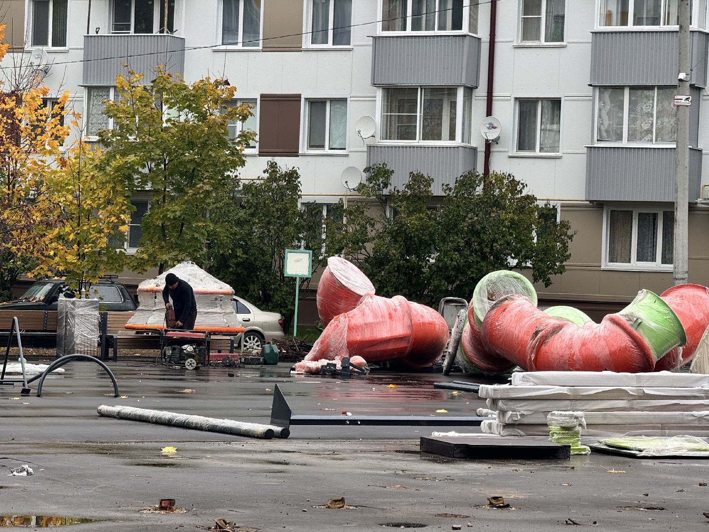 шаховская, детская игровая площадка губернатора, установка детской площадки,