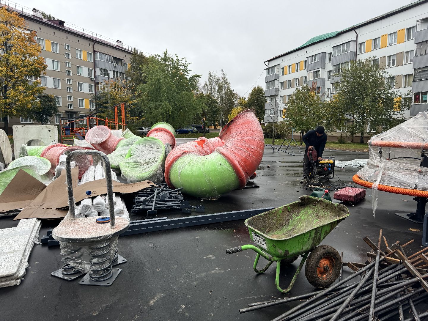 шаховская, детская игровая площадка губернатора, установка детской площадки,