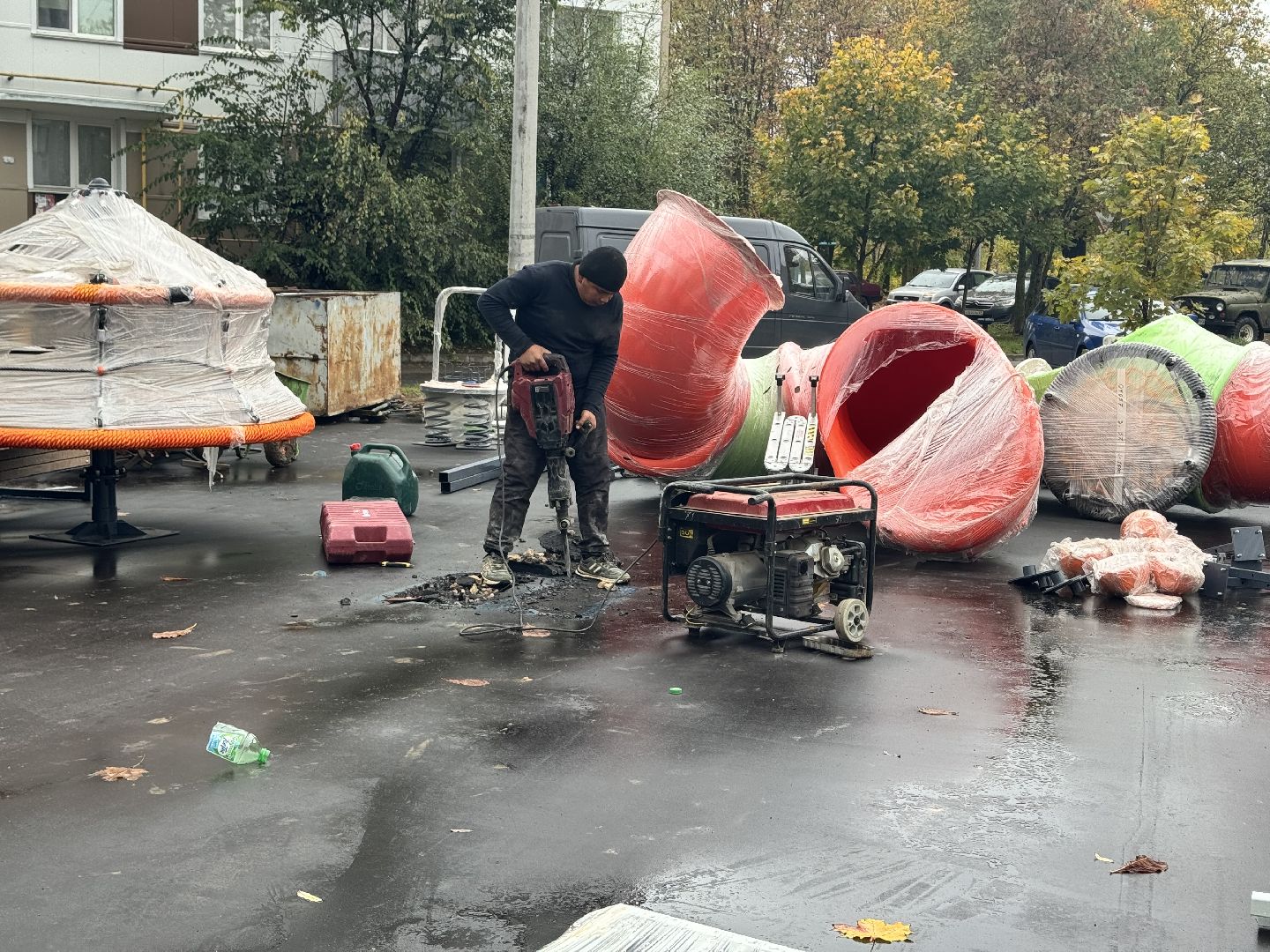 шаховская, детская игровая площадка губернатора, установка детской площадки,