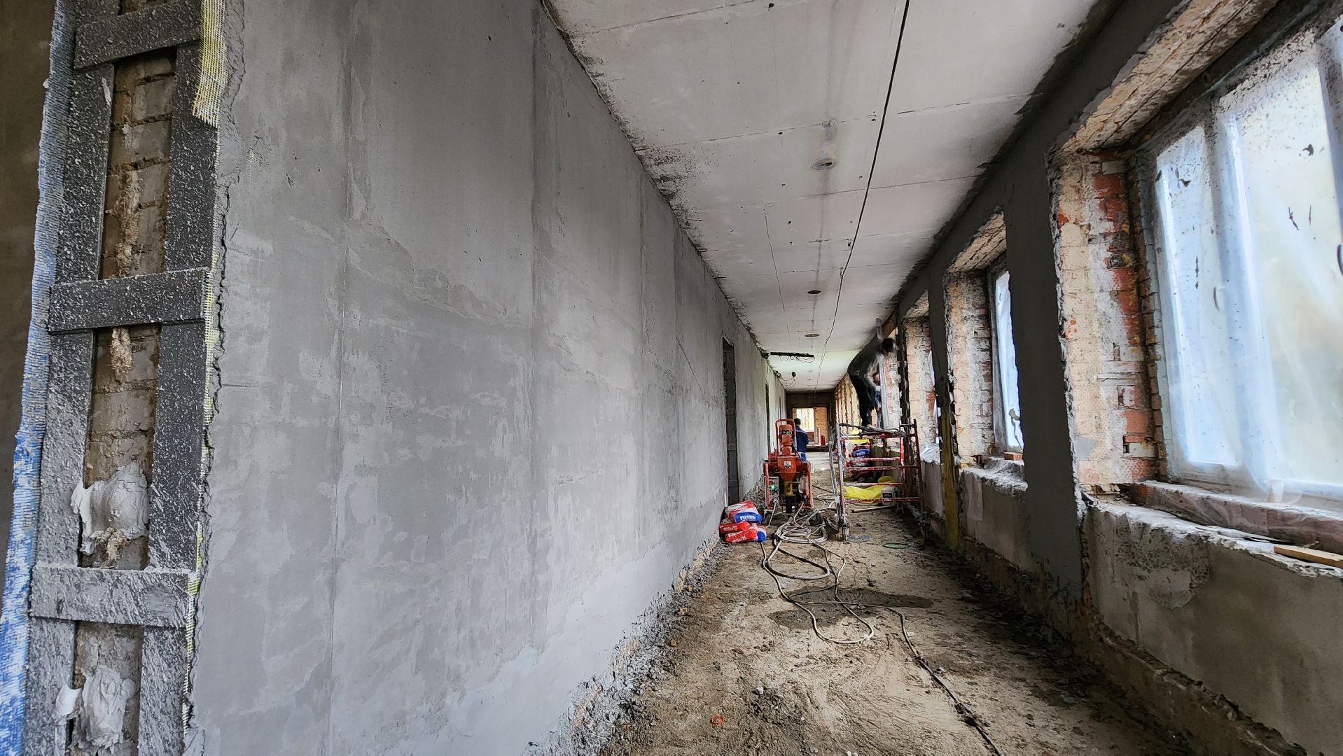 Ремонт школы, Лобня,Штукатурные работы,