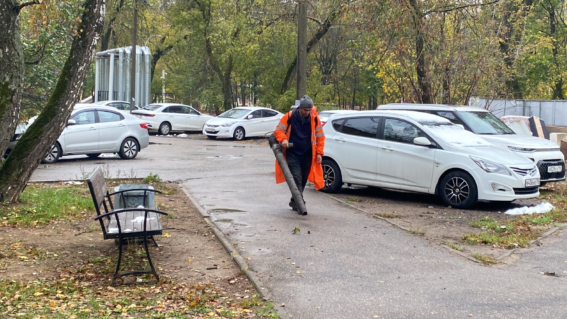 Осень, Уборка листьев, Уборка дорог,