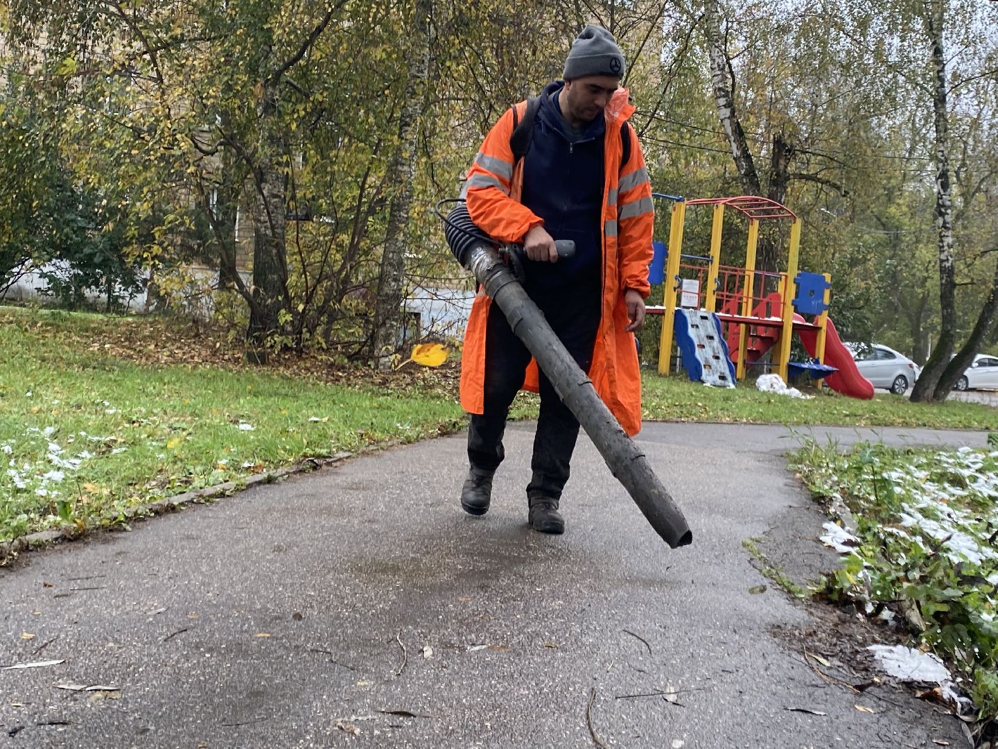 Осень, Уборка листьев, Уборка дорог,