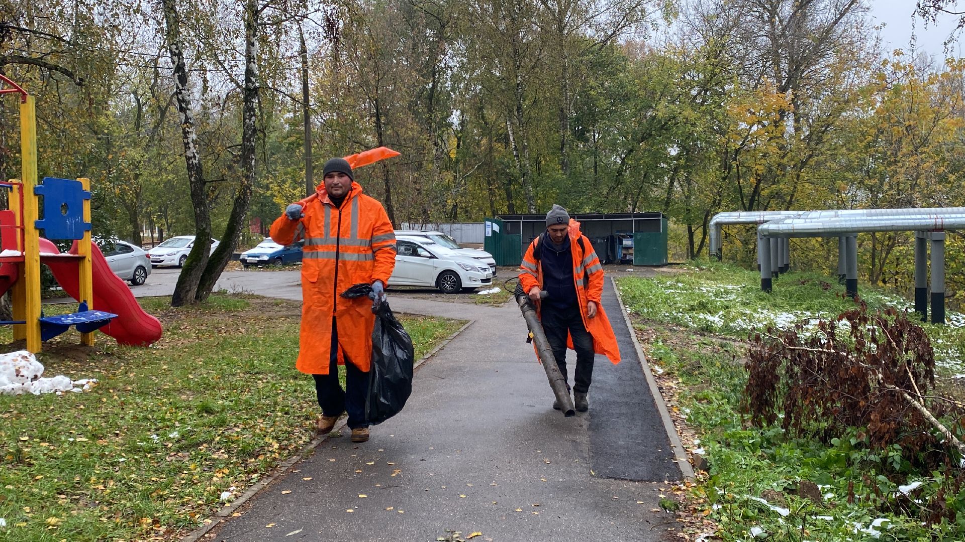Осень, Уборка листьев, Уборка дорог,