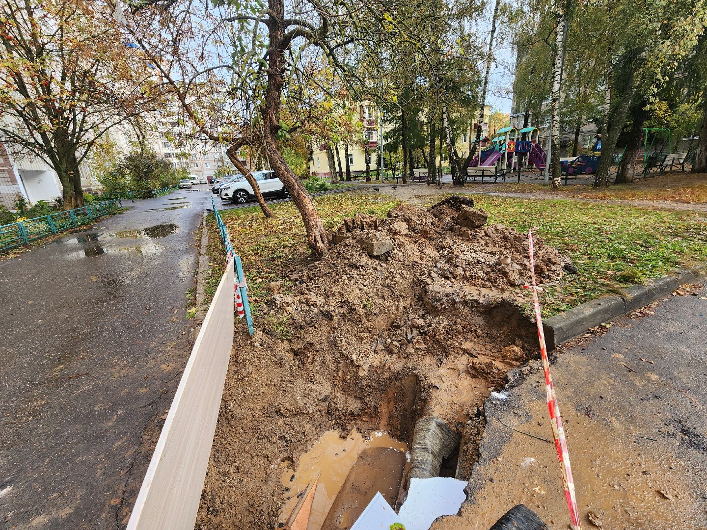 Чехов, ремонт теплосети, устранение аварии, теплоснабжение, пуск отопления, улица Лопасненская, МП ЖКХ Чеховского района,
